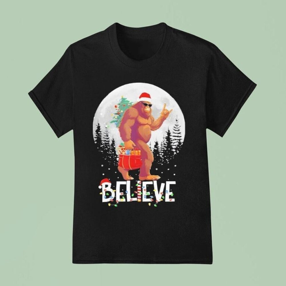 Christmas Tree Holiday Festive Bigfoot Unisex T Shirt 73